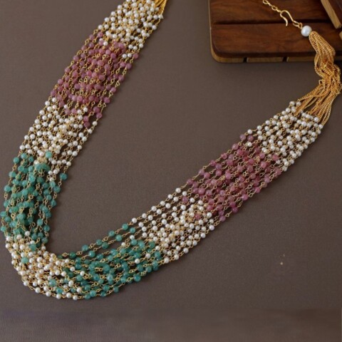 15 layered pearl mala for saree wear