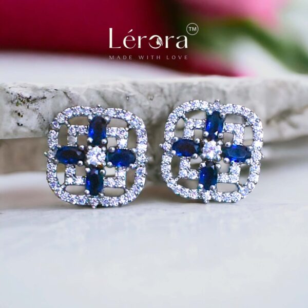 LERORA Solitaire Lookalike American Diamond Stud Earrings