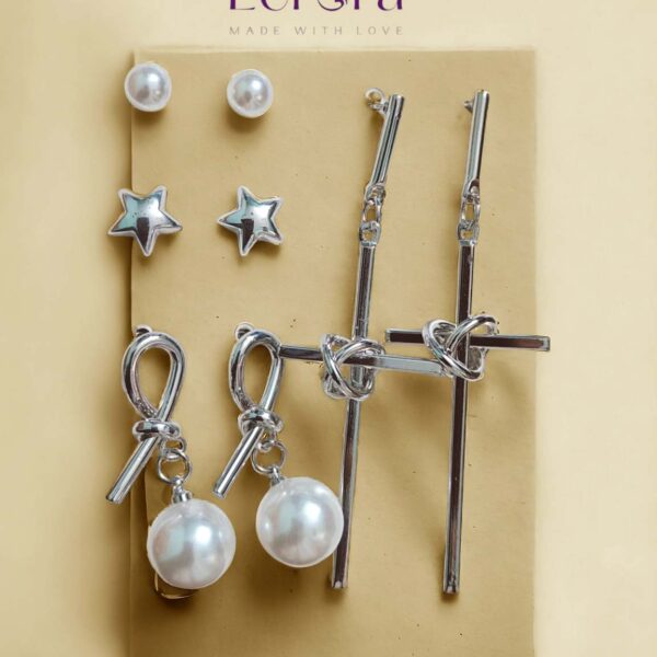 pearl and Silver stud earrings