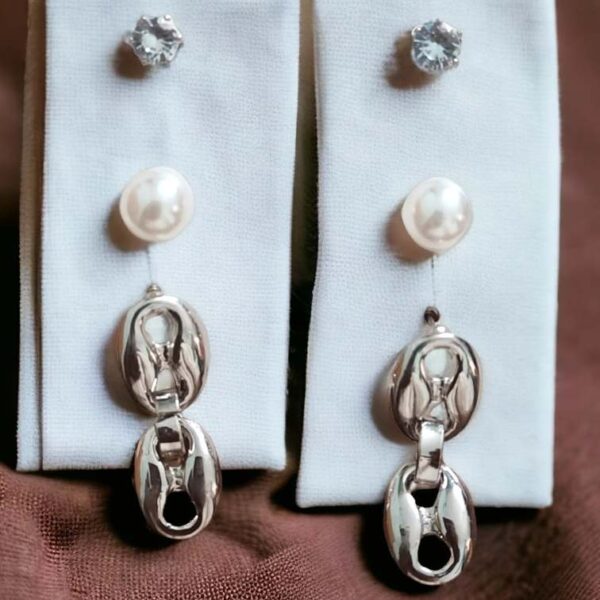 pearl and silver stud earrings