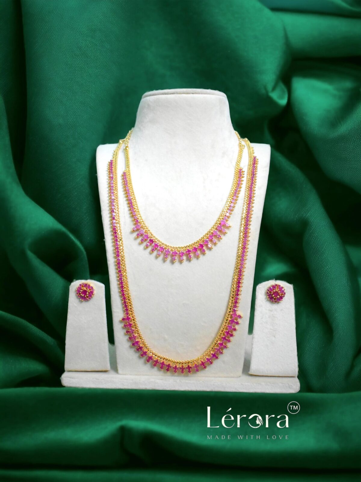 Lerora - Pink One gram Gold Short and Long Haram Set. LJ16