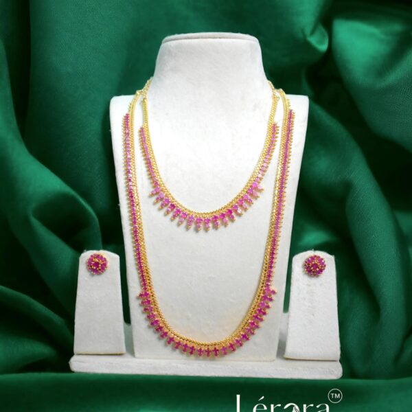 Lerora - Pink One gram Gold Short and Long Haram Set. LJ16