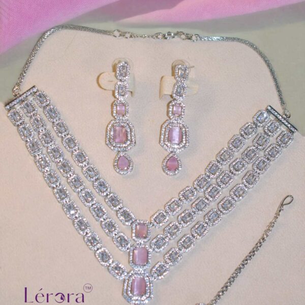 Lerora - Blush Taylor Zirconia Three Layered Jewellery Set. LJ17