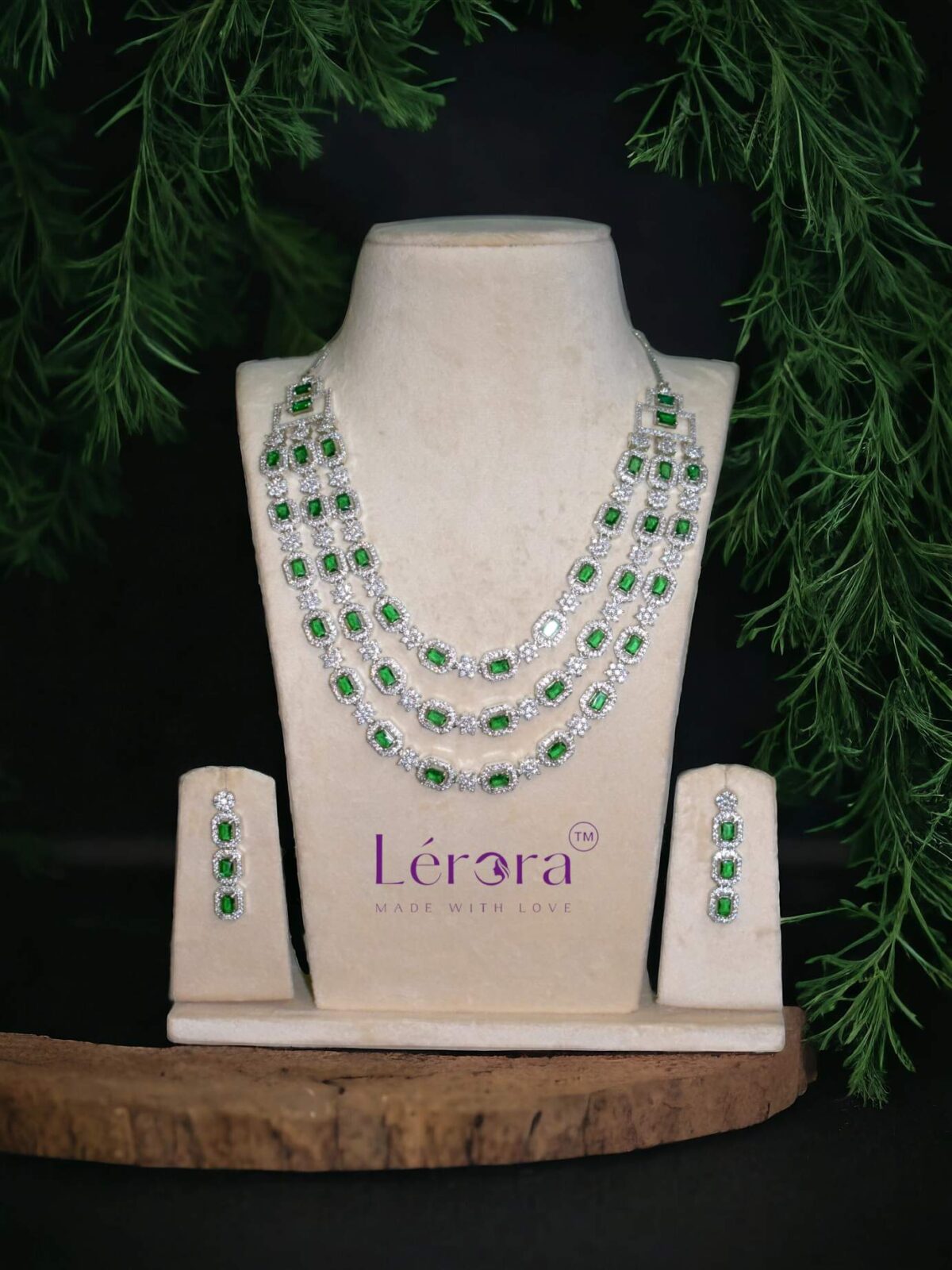 Lerora - Emerald Clair Three layered Jewellery Set- New Arrival. LJ17