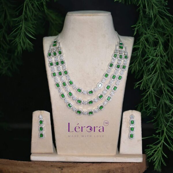 Lerora - Emerald Clair Three layered Jewellery Set- New Arrival. LJ17