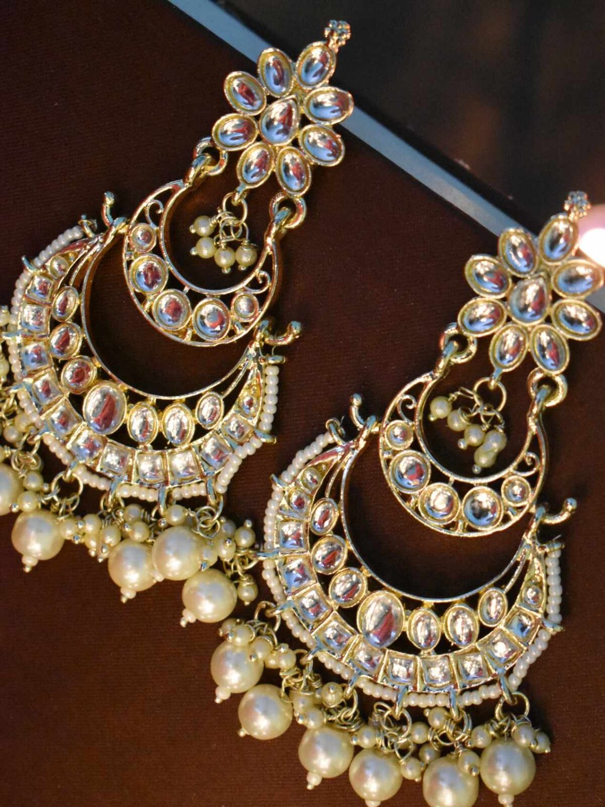 LERORA Meenakari kundan Alloy Polki Earrings. Design 1