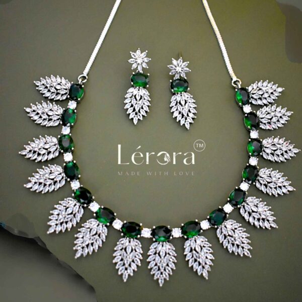 LERORA Deepika American Diamond Affordable Luxury Green. LJ12