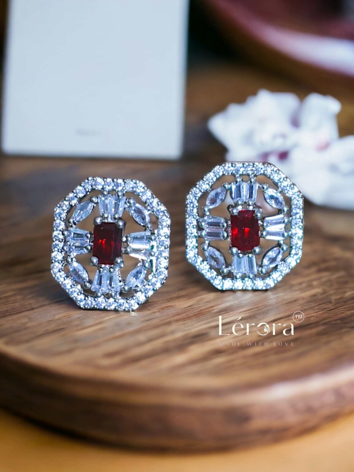 LERORA American Diamond Solitaire Earrings