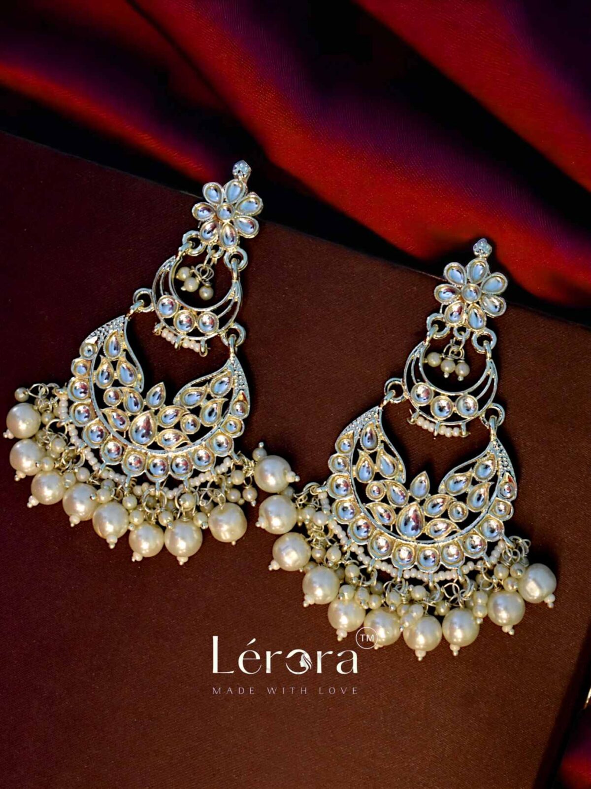 LERORA Meenakari kundan Alloy Polki Earrings. Design 3