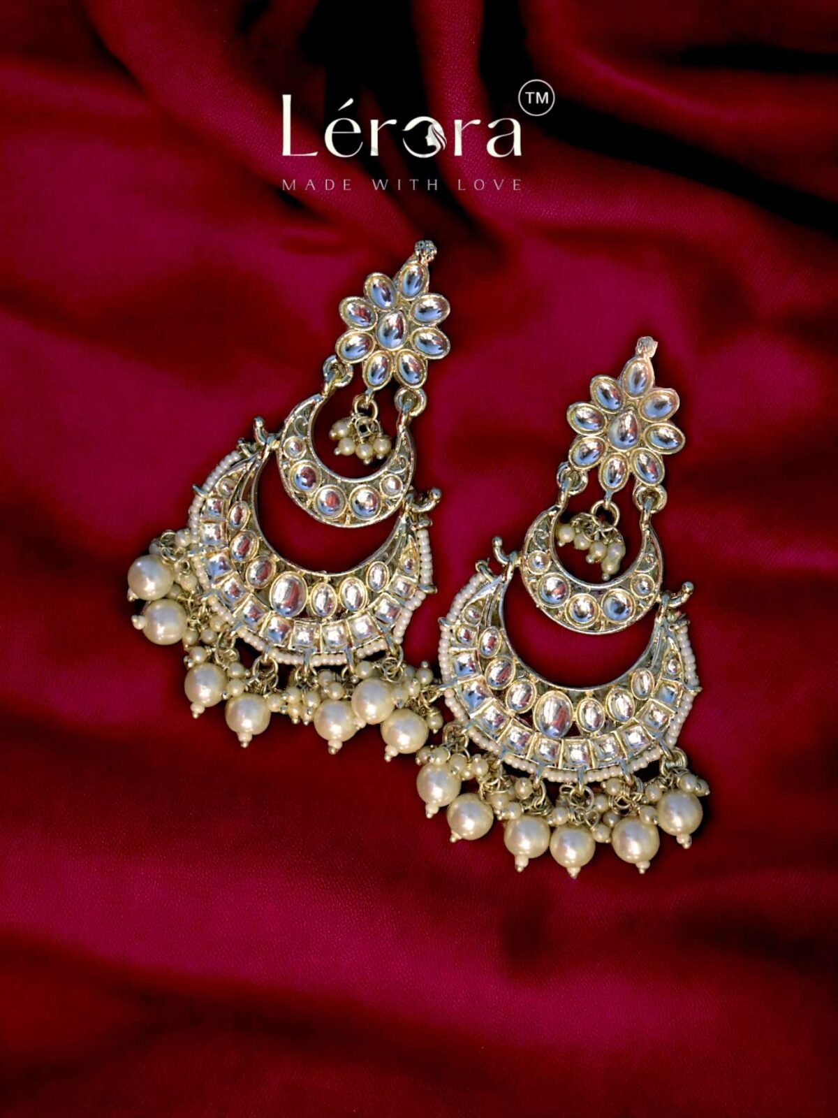 LERORA Meenakari kundan Alloy Polki Earrings. Design 2