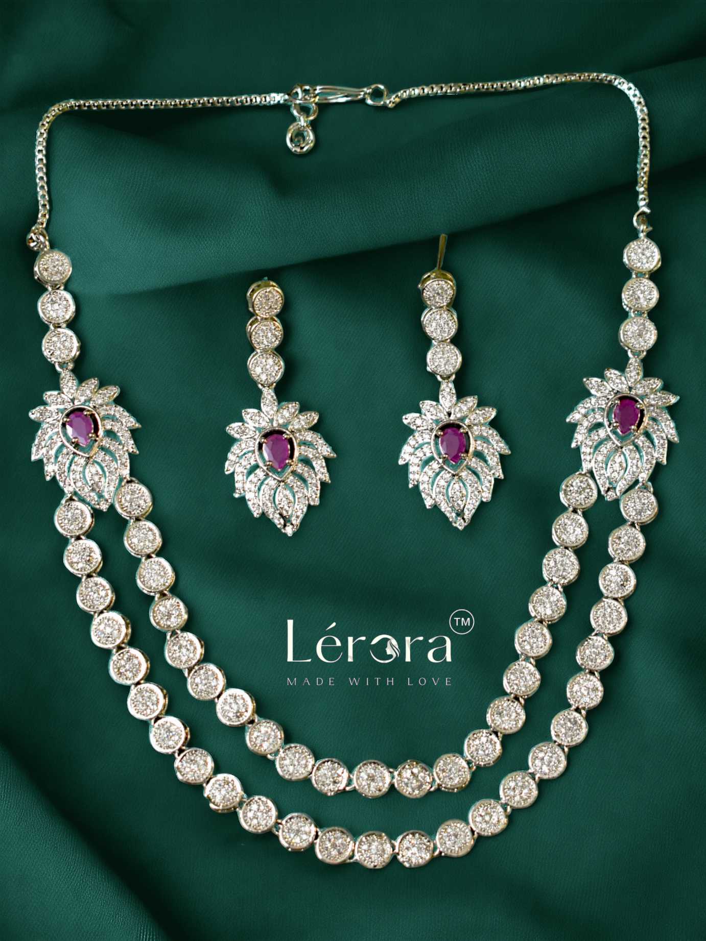 LERORA Pink and Silver Two Layered AD set for women. LJ18