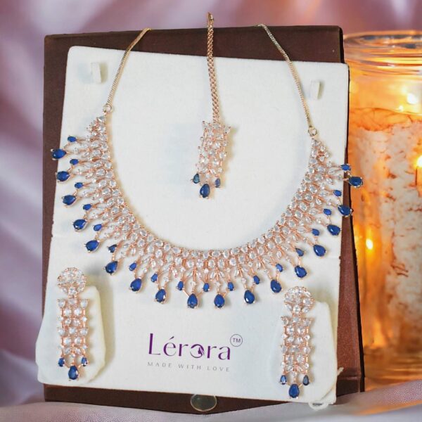 Lerora Fashion Jewellery Rose Gold AD set with Mangtikka