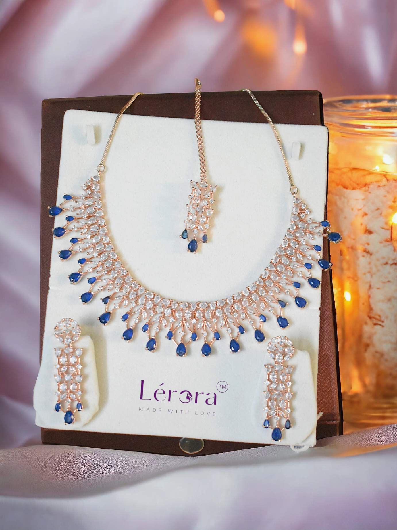 Lerora Fashion Jewellery Rose Gold AD set with Mangtikka