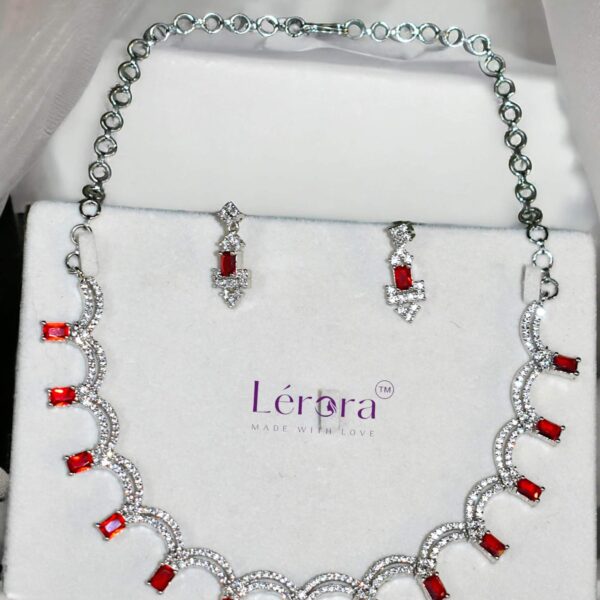 Lerora German Silver Rhodium Red AD Set. LJ18