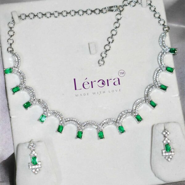 Lerora German Silver Rhodium Green AD Set. LJ18