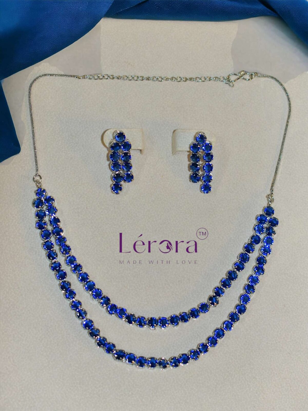 Lerora Royal Two Layered Mad Club Jewellery Set.Blue. LJ18