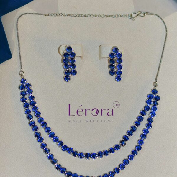 Lerora Royal Two Layered Mad Club Jewellery Set.Blue. LJ18