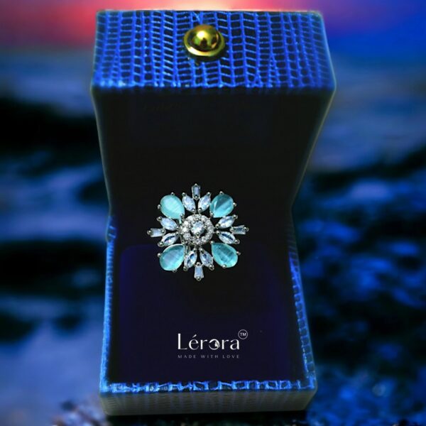 LERORA Mint Adjustable Sitara American Diamond Ring