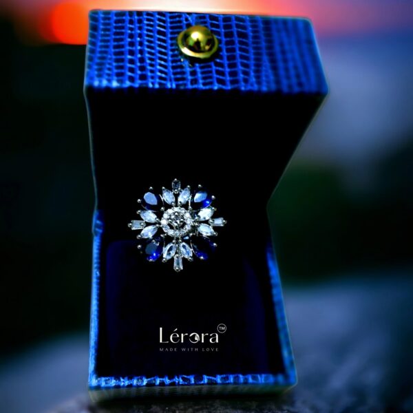 LERORA Blue Adjustable Sitara American Diamond Ring